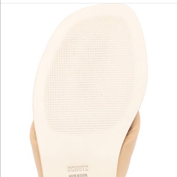 NIB Schutz Fairy Puffer Honey Beige Leather Nude Flat Sandals Slide 9 SOLD OUT! - Picture 3 of 12